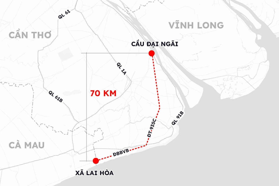 Xây hơn 70 km đường kết nối Vĩnh Long - Cần Thơ - Cà Mau