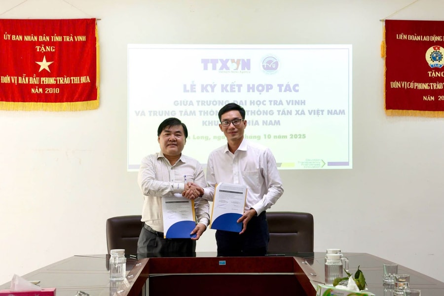 Trung tâm thông tin TTXVN khu vực phía Nam và Đại học Trà Vinh tăng cường hợp tác truyền thông giáo dục