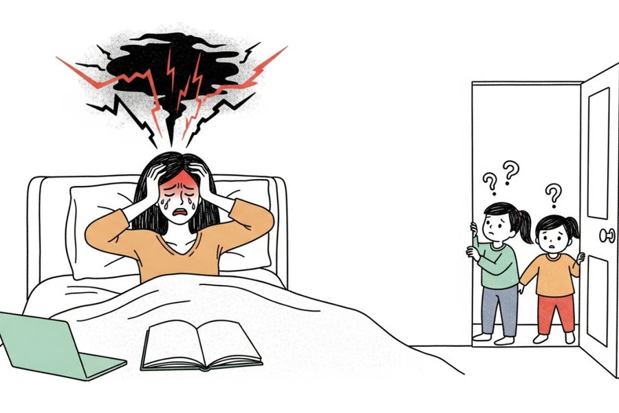 Tôi lo lắng vì hay mất kiểm soát, quát tháo các con mỗi khi đau đầu