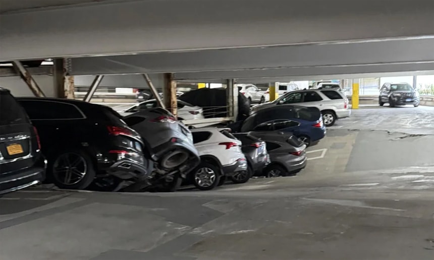 600 ôtô mắc kẹt trong bãi đỗ xe 12 tầng bị sập