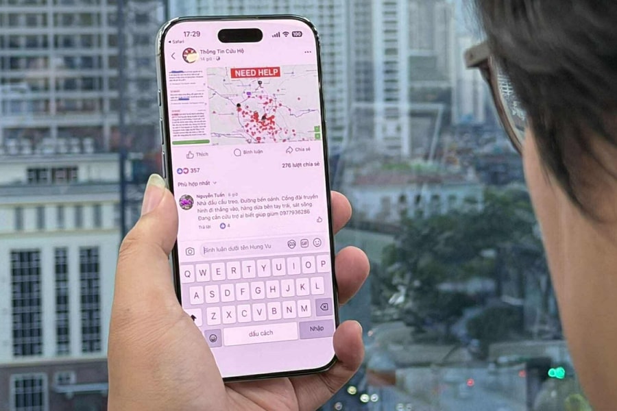 Bản đồ thông tin cứu hộ người dân Đà Nẵng, Huế