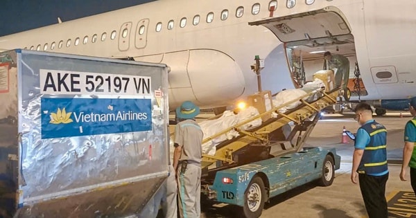 Chuyến bay Vietnam Airlines chở hàng hỗ trợ từ TP HCM đến miền Trung đã hạ cánh