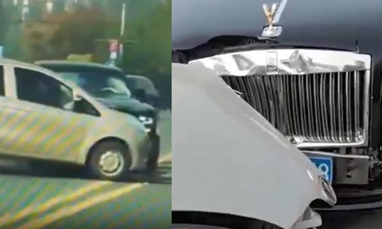 Ôtô cắt ngang đường đâm bẹp đầu xe Rolls-Royce