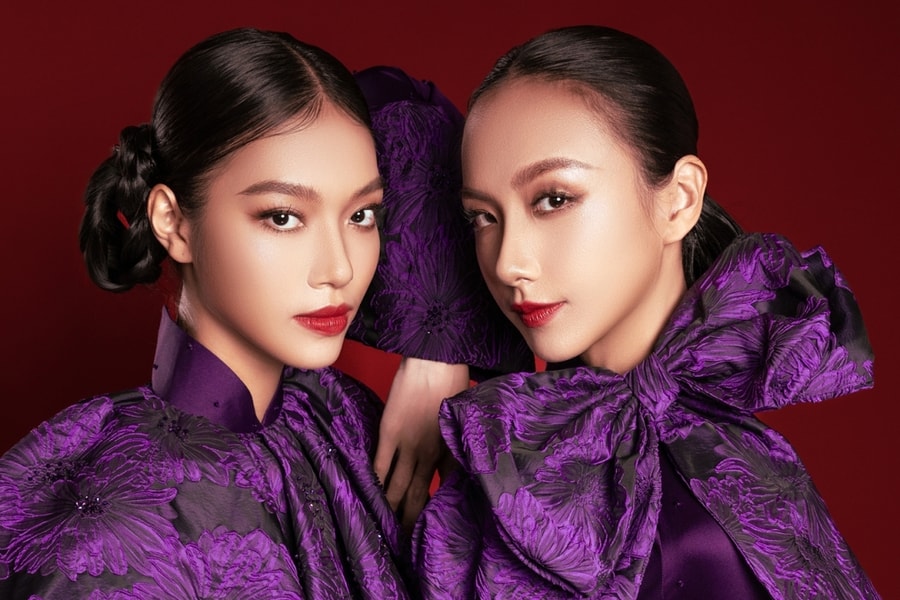 Áo dài phá cách từ nhung the và tơ tằm