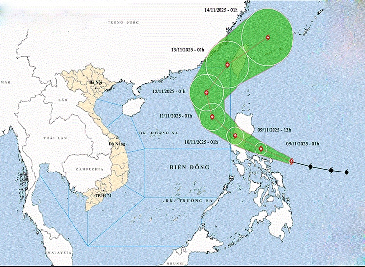 Thời tiết ngày 9/11: Bão Fung-wong mạnh cấp 15, giật trên cấp 17 đang tiến vào biển đông
