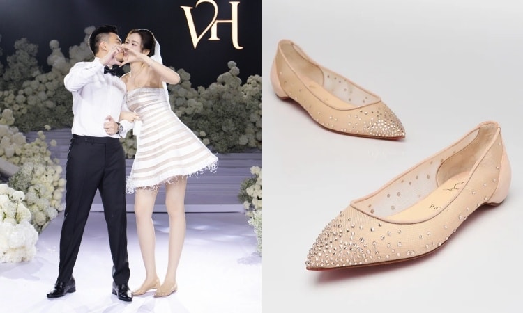 Đỗ Thị Hà chọn giày bệt khi sánh đôi chồng