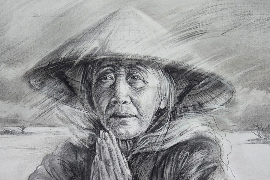 Tranh về tình người giữa lũ lịch sử ở miền Trung