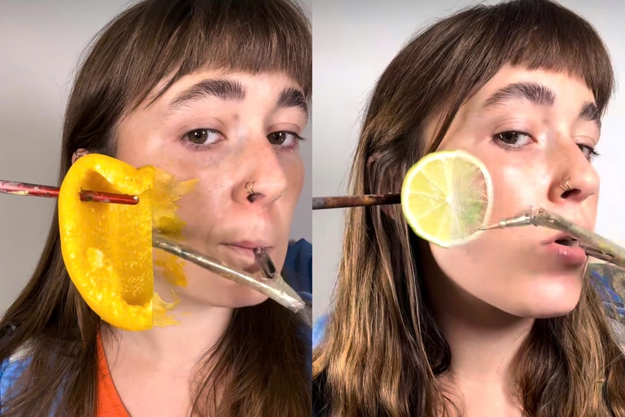 Nghệ sĩ vẽ tác phẩm 3D trên mặt bằng miệng