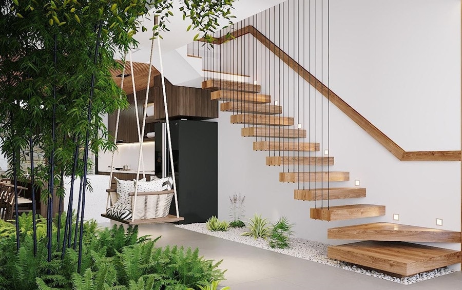 Những mẫu thiết kế cầu thang ấn tượng cho nhà lệch tầng