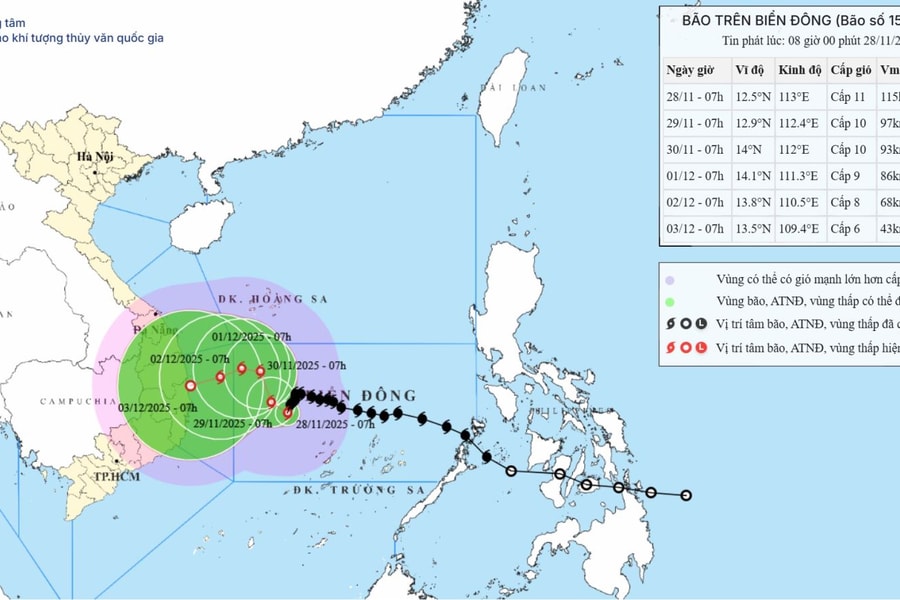 Bão số 15 tiếp tục đổi hướng, cách đảo Song Tử Tây khoảng 260 km