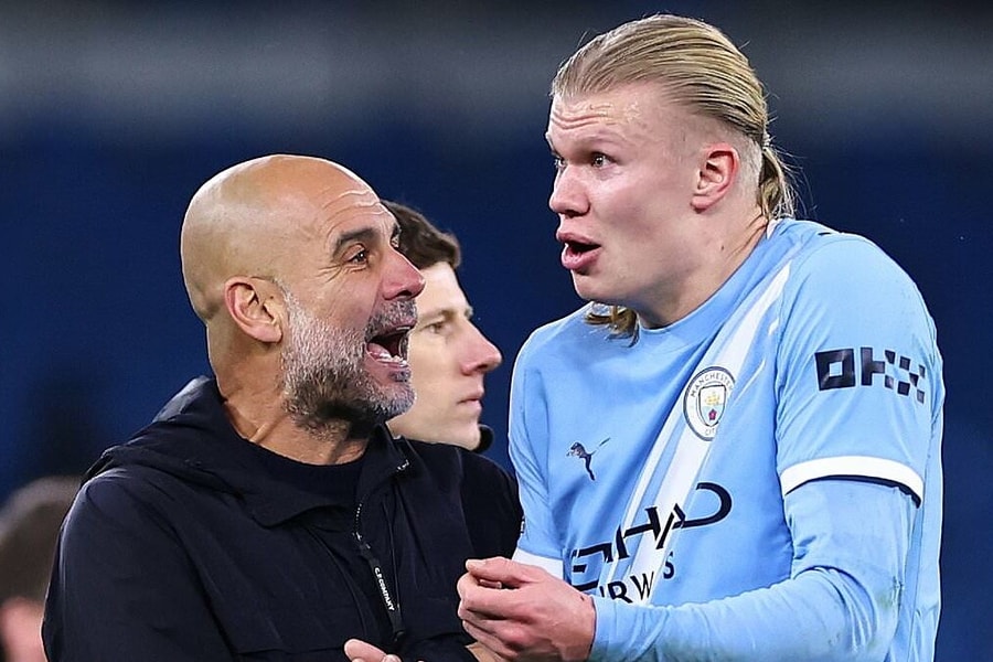 Guardiola tranh luận căng thẳng với Haaland sau trận thắng Leeds