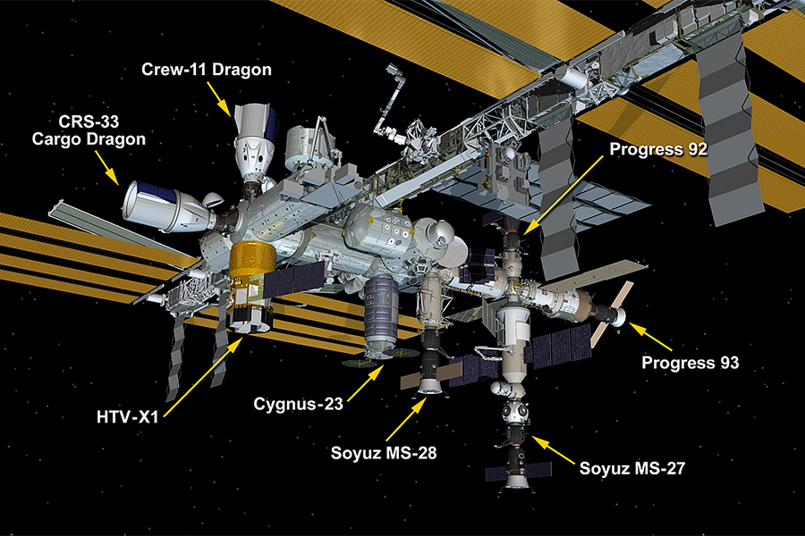 Trạm ISS lần đầu có 8 tàu vũ trụ cùng neo đậu