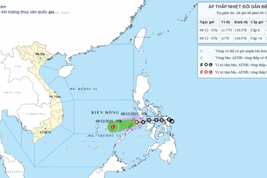Áp thấp nhiệt đới đổi hướng và di chuyển nhanh hơn