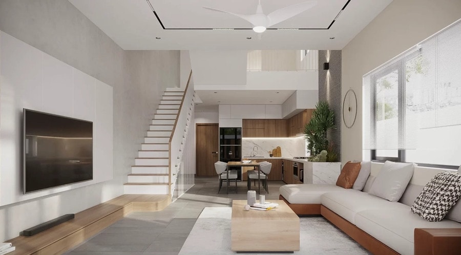 Mẫu thiết kế phòng khách 30m2 đẹp, hiện đại