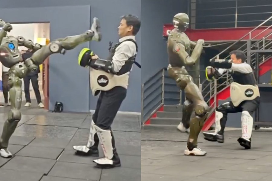Robot hình người Trung Quốc đá ngã CEO