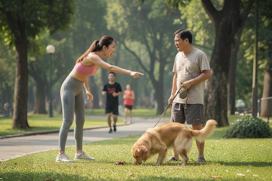 Chủ chó 'sôi máu' khi bị tôi bắt dọn chất thải thú cưng