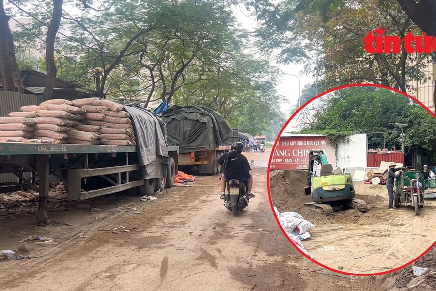 Loạt bãi vật liệu xây dựng ở phường Cầu Giấy gây bụi bặm, mất an toàn giao thông