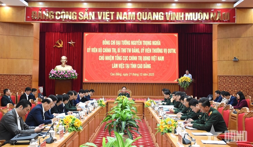 Đại tướng Nguyễn Trọng Nghĩa làm việc tại tỉnh Cao Bằng