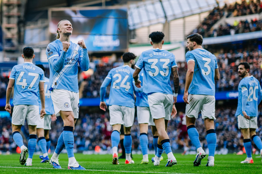 Haaland giúp Man City thắng đậm ở Ngoại hạng Anh