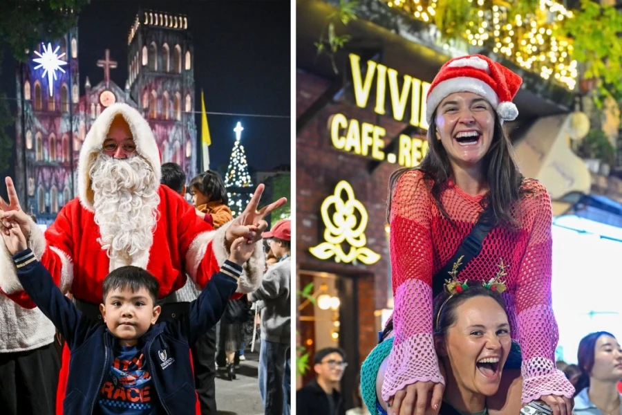 Khách quốc tế lần đầu tận hưởng không khí Giáng sinh trên phố Hà Nội