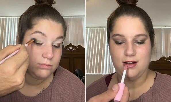 Chồng làm 'giá đỡ' cho vợ mắc bệnh hiếm trang điểm