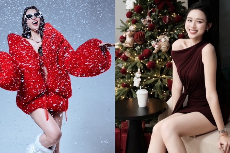 Hoa hậu, á hậu diện đầm sắc đỏ