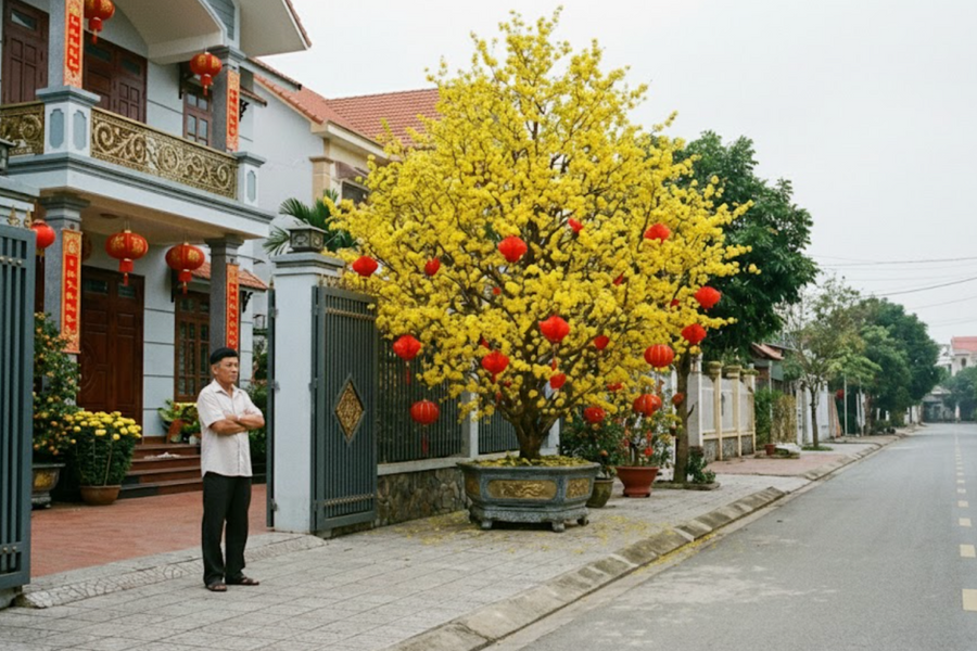 Tậu mai vàng trăm triệu trưng Tết ở biệt thự nhưng không ai ngắm