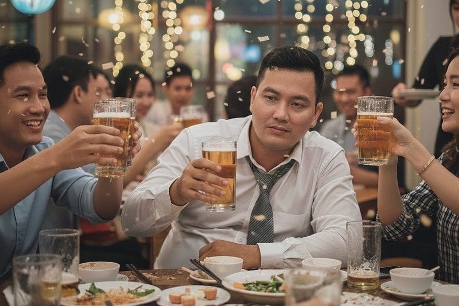 Bụng phệ, mắt thâm vì 'không say không về' mùa tất niên