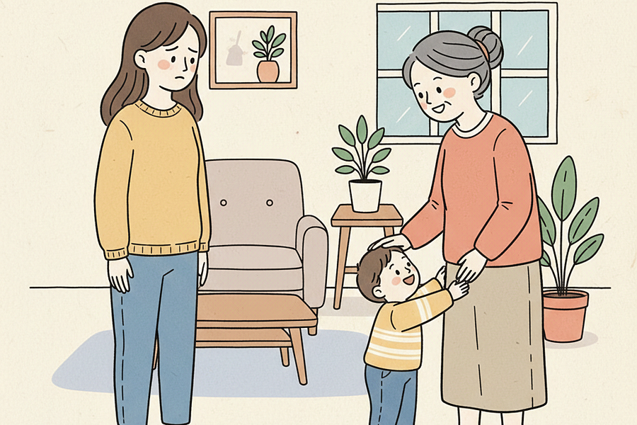 Tủi thân vì con trai chỉ theo bà, không theo mẹ