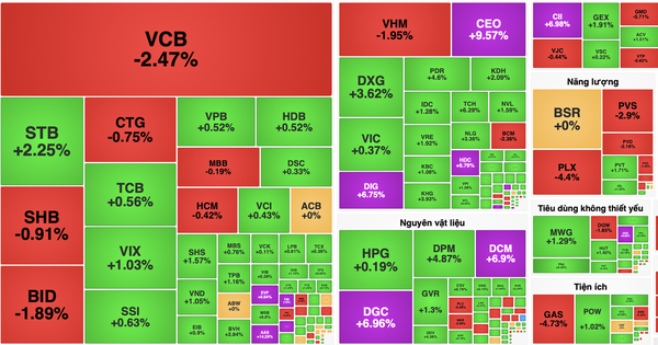 VN-Index rung lắc, nhóm nguyên vật liệu và tiêu dùng làm điểm tựa