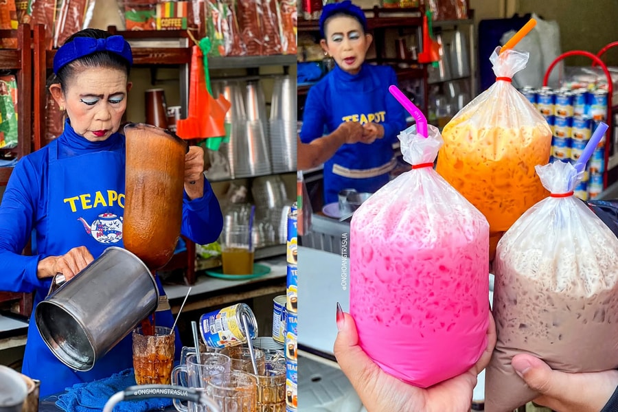 Du khách Việt săn đón 'Dì môi đỏ' bán trà sữa tại Bangkok