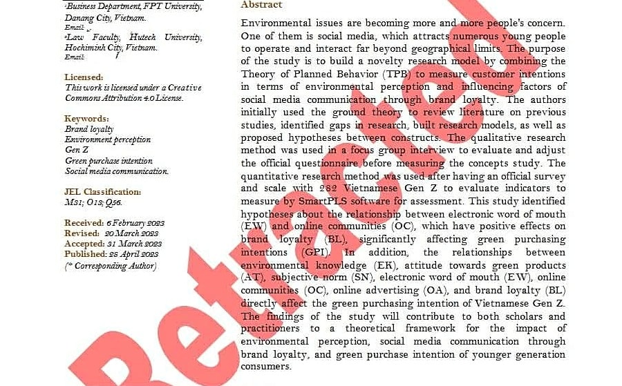 Giảng viên bị gỡ bài báo khoa học vì không ghi tên sinh viên