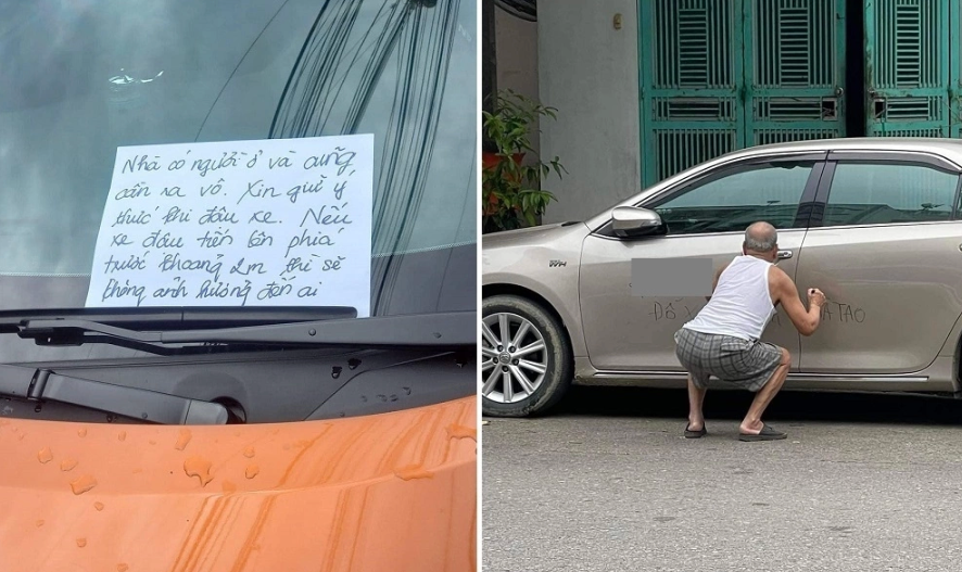 Tôi lặng lẽ kẹp tờ giấy vào kính lại khi bị tài xế đỗ ôtô chắn trước cửa nhà