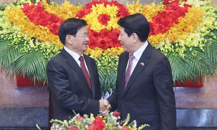 Chủ tịch nước Lương Cường hội đàm với Tổng Bí thư, Chủ tịch nước Lào