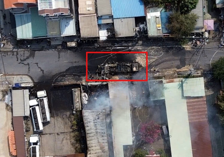 Khoảng 700 hộ mất điện, nhiều nhà dân hư hỏng do cháy xe bồn chở xăng