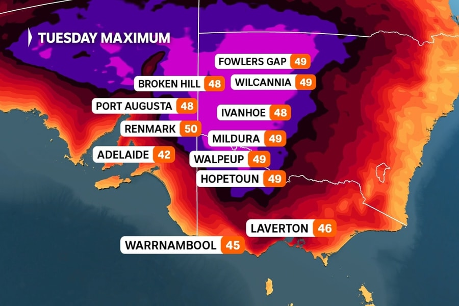Nắng nóng gần 50 độ C ở Australia
