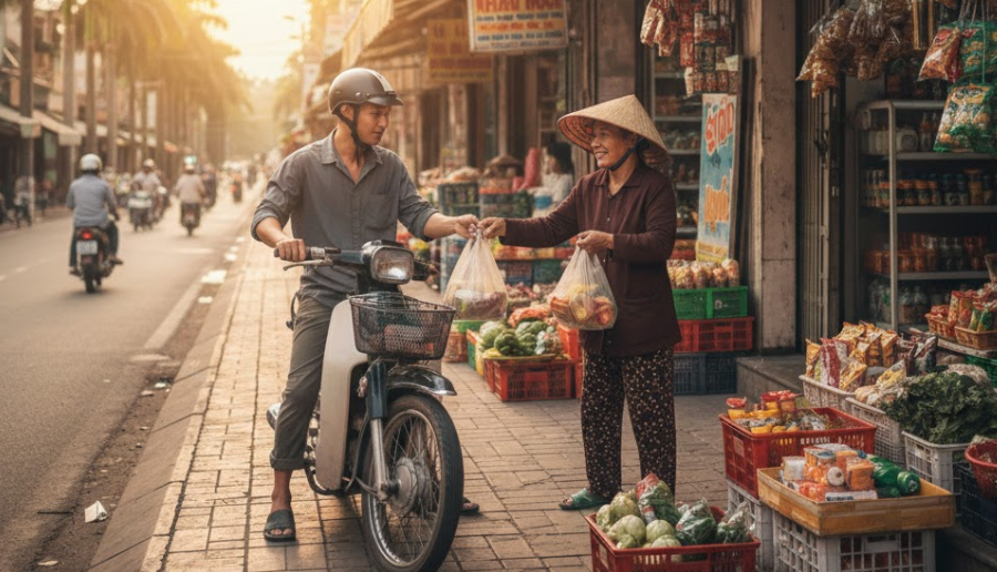 'Chị tạp hóa bảo tôi ngồi yên trên xe máy để tránh bị phạt 600 nghìn đồng'