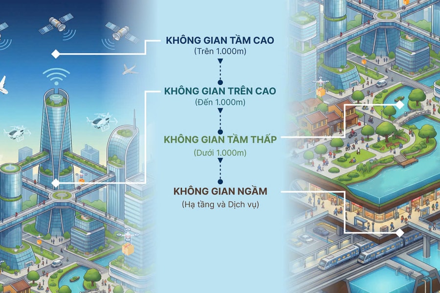 Bốn tầng không gian trong định hướng quy hoạch Thủ đô