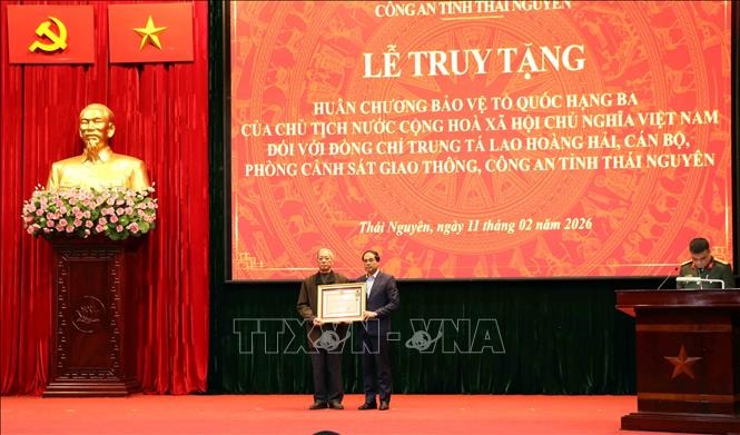 Thái Nguyên: Truy tặng 'Huân chương Bảo vệ Tổ quốc' cho Trung tá Lao Hoàng Hải