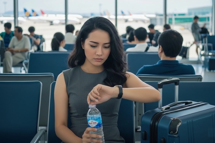 Tôi chỉ nhận được chai nước suối dù chuyến bay bị delay gần 5 tiếng