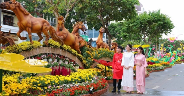 Người dân háo hức tham quan đường hoa nghệ thuật Cần Thơ trong đêm khai mạc