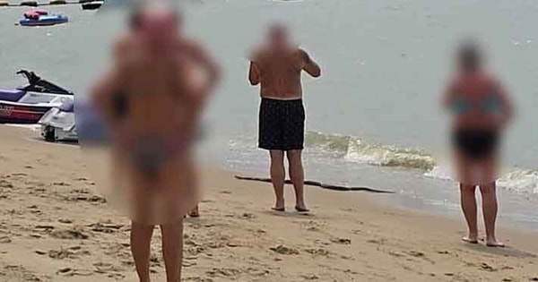 Thấy thứ "đáng sợ" trồi lên từ biển, du khách hoảng sợ bỏ chạy