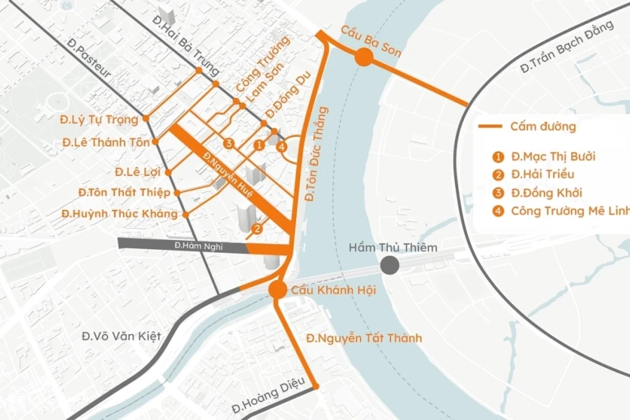 Cấm xe hơn 20 đường trung tâm TP HCM đêm giao thừa