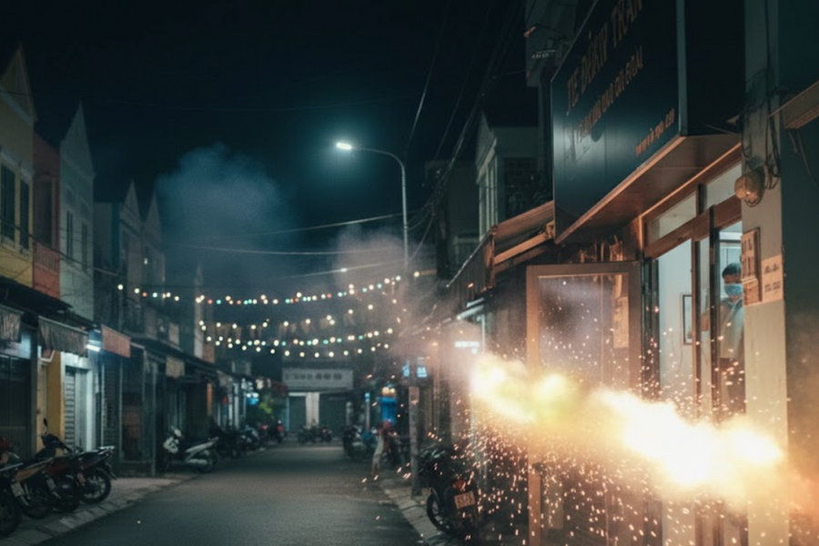 Giao thừa hoảng loạn vì pháo hoa hàng xóm bay loạn xạ sang nhà tôi