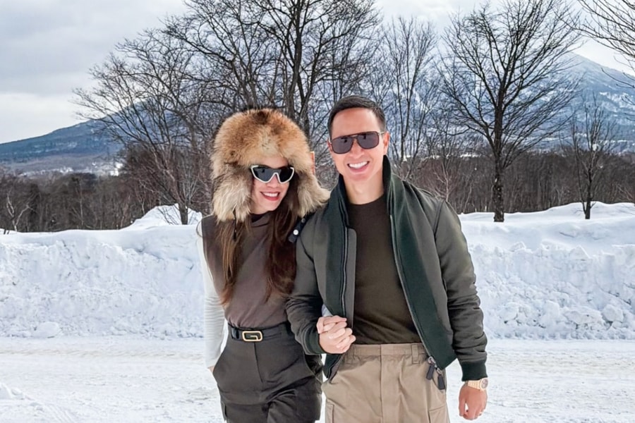 Gia đình Hồ Ngọc Hà trượt tuyết dịp đầu xuân