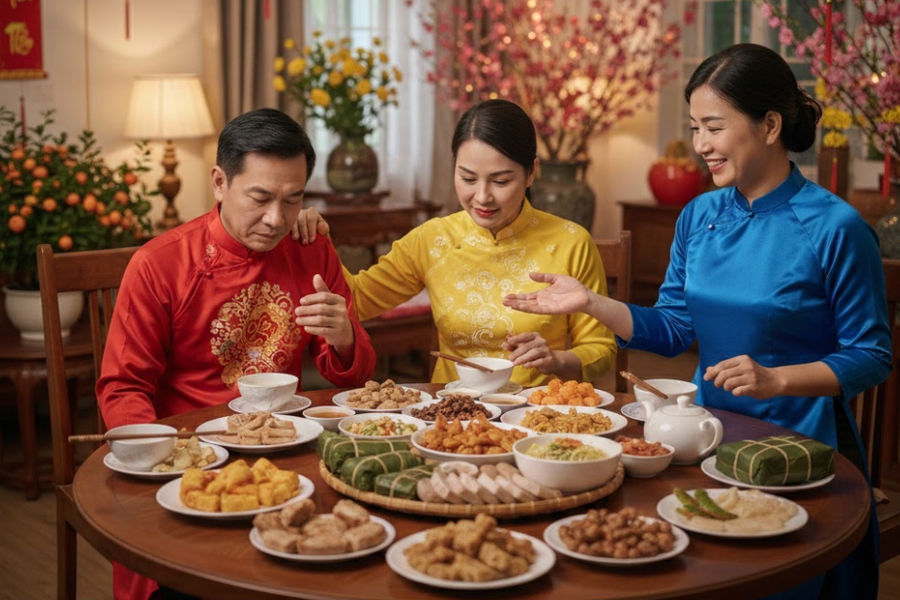 Ba ngày dư 7 cỗ bàn vì khách đến chúc Tết chẳng ai ăn