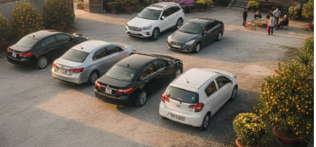 5 người đi ôtô về quê ăn Tết không kiếm được chỗ đỗ xe