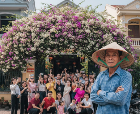 Chặt bỏ giàn hoa giấy vì nhiều người kéo đến chụp ảnh