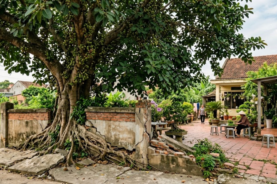 Chặt bỏ cây sung vì phải đền 20 triệu đồng cho hàng xóm