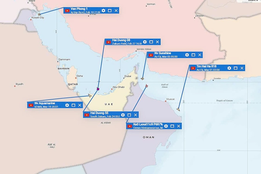 Gần 300 thuyền viên Việt Nam đang ở vùng biển Trung Đông